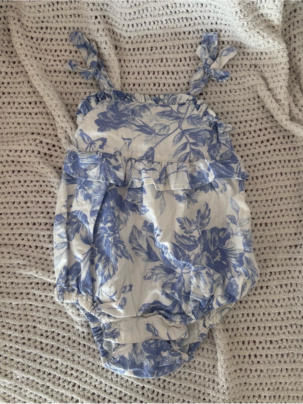 GAP Baby Blue and White Floral Romper